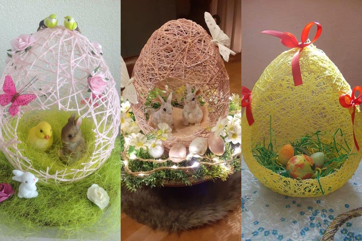 easter egg ideas made with string and balloons 10