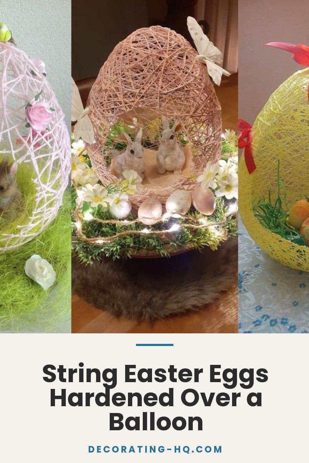 String Easter Eggs Hardened Over a Balloon