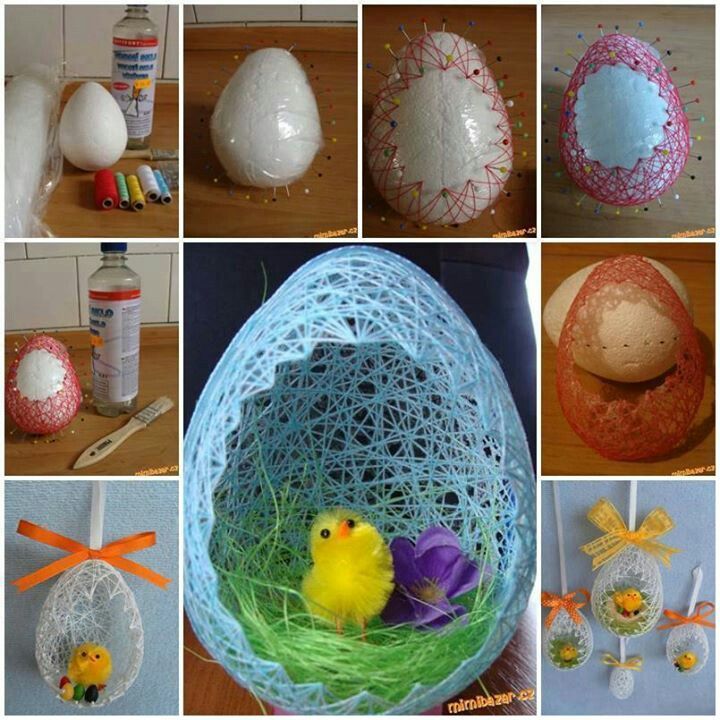 easter egg ideas made with string and balloons