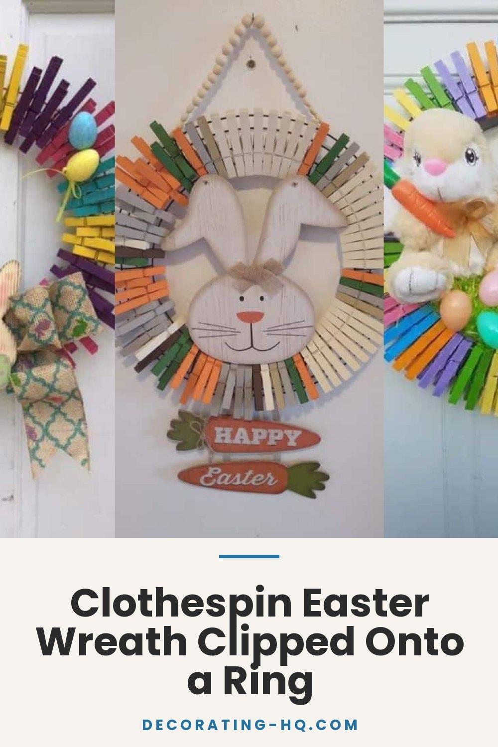 Clothespin Easter Wreath Clipped Onto a Ring