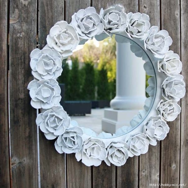 egg carton Flower Mirror Decoration9