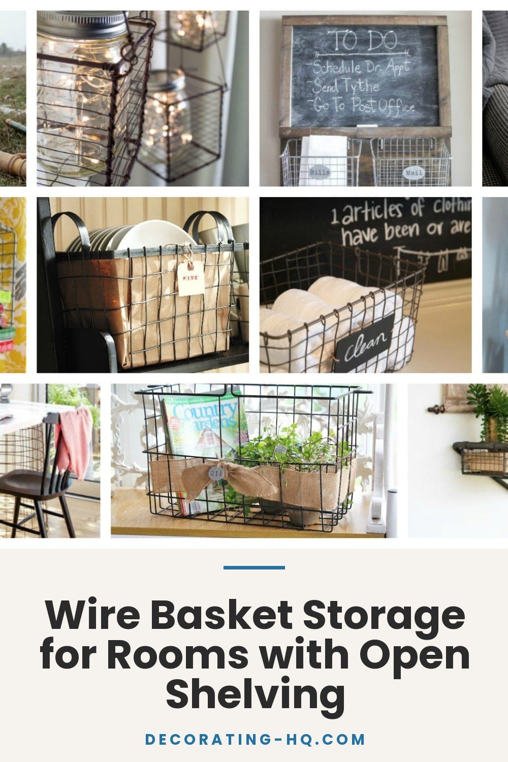 Wire Basket Storage for Rooms with Open Shelving