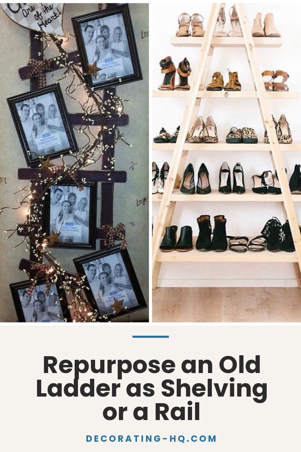Repurpose an Old Ladder as Shelving or a Rail