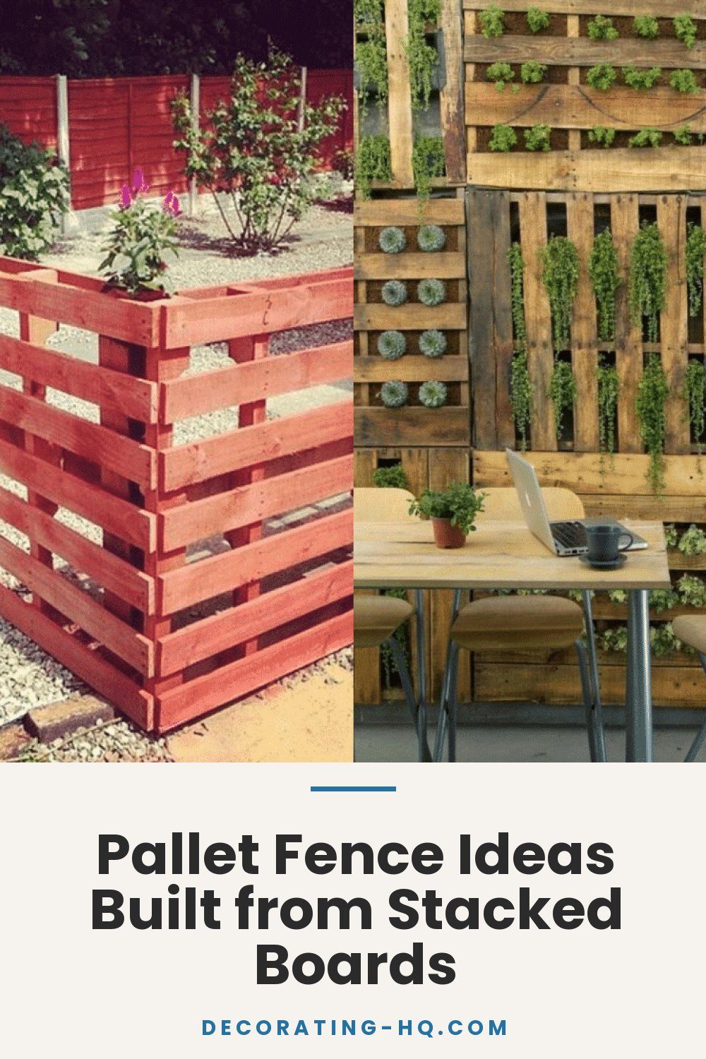 Pallet Fence Ideas Built from Stacked Boards