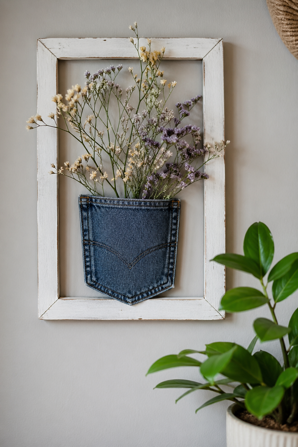 Flower Arrangement Made from a Jeans Pocket: Creative Denim Craft Ideas for Upcycled Home Décor Flower Arrangement Made from a Jeans Pocket: Creative Denim Craft Ideas for Upcycled Home Décor flower arrangement made from a jeans pocket 1