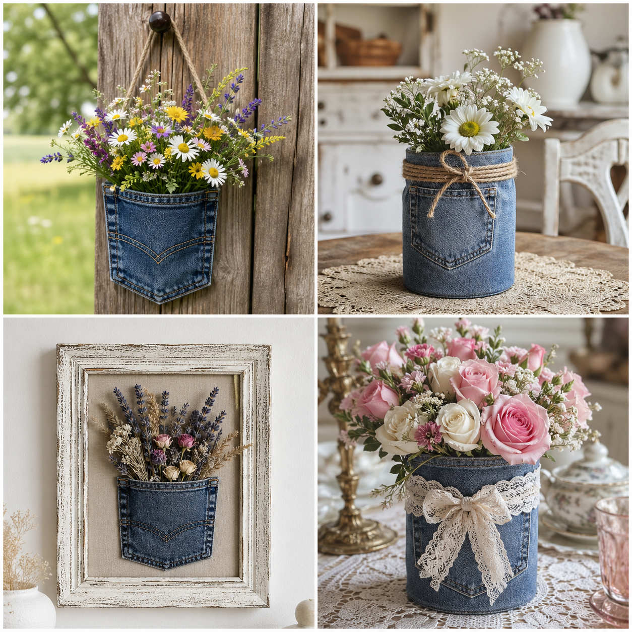 Flower Arrangement Made from a Jeans Pocket: Creative Denim Craft Ideas for Upcycled Home Décor Flower Arrangement Made from a Jeans Pocket: Creative Denim Craft Ideas for Upcycled Home Décor flower arrangement made from a jeans pocket 4