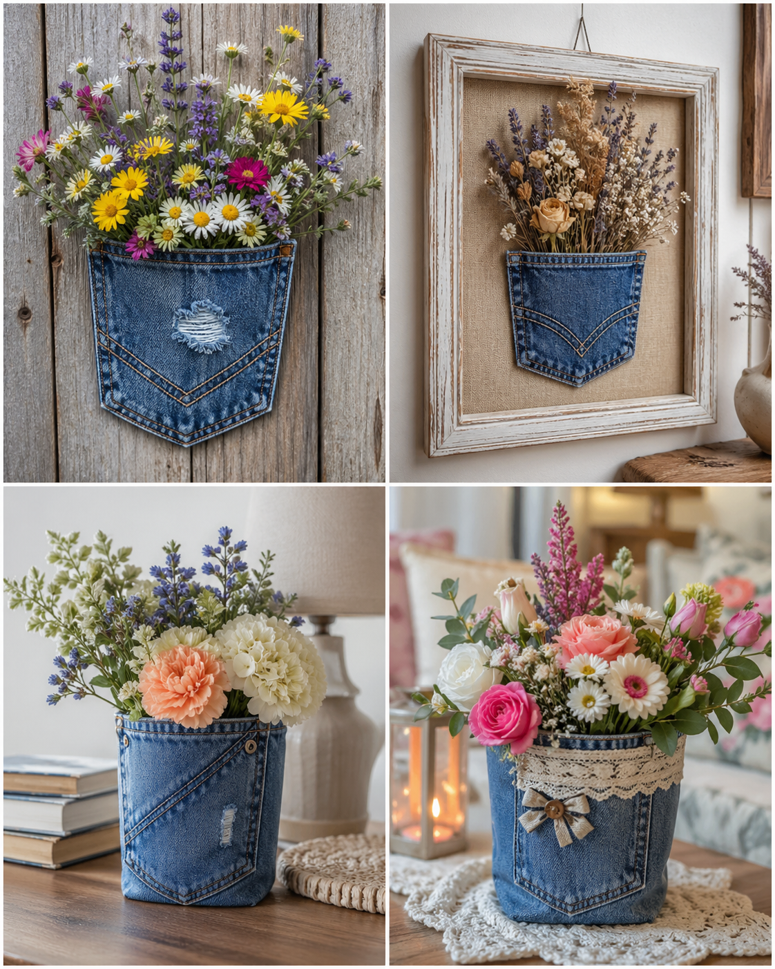 Flower Arrangement Made from a Jeans Pocket: Creative Denim Craft Ideas for Upcycled Home Décor Flower Arrangement Made from a Jeans Pocket: Creative Denim Craft Ideas for Upcycled Home Décor flower arrangement made from a jeans pocket 5