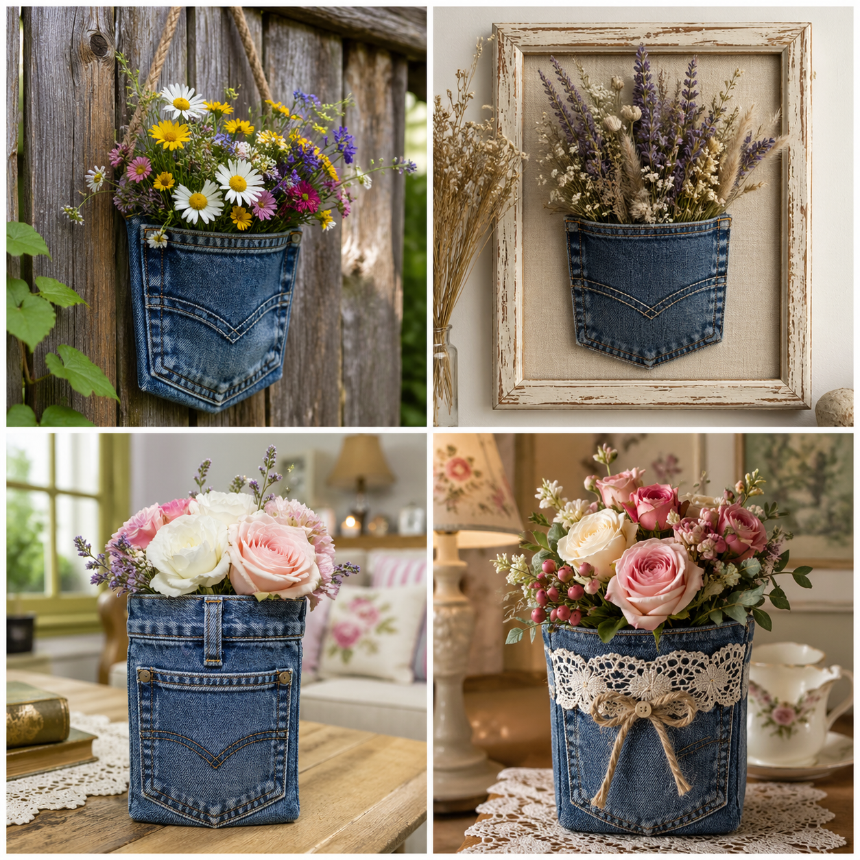 Flower Arrangement Made from a Jeans Pocket: Creative Denim Craft Ideas for Upcycled Home Décor Flower Arrangement Made from a Jeans Pocket: Creative Denim Craft Ideas for Upcycled Home Décor flower arrangement made from a jeans pocket 6