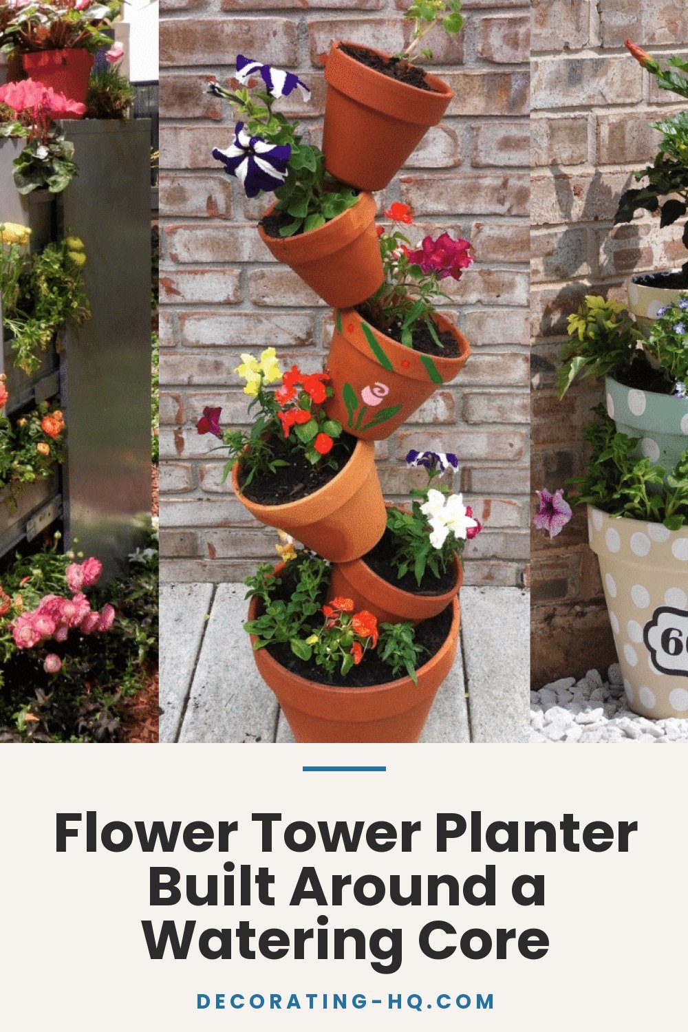 Flower Tower Planter Built Around a Watering Core