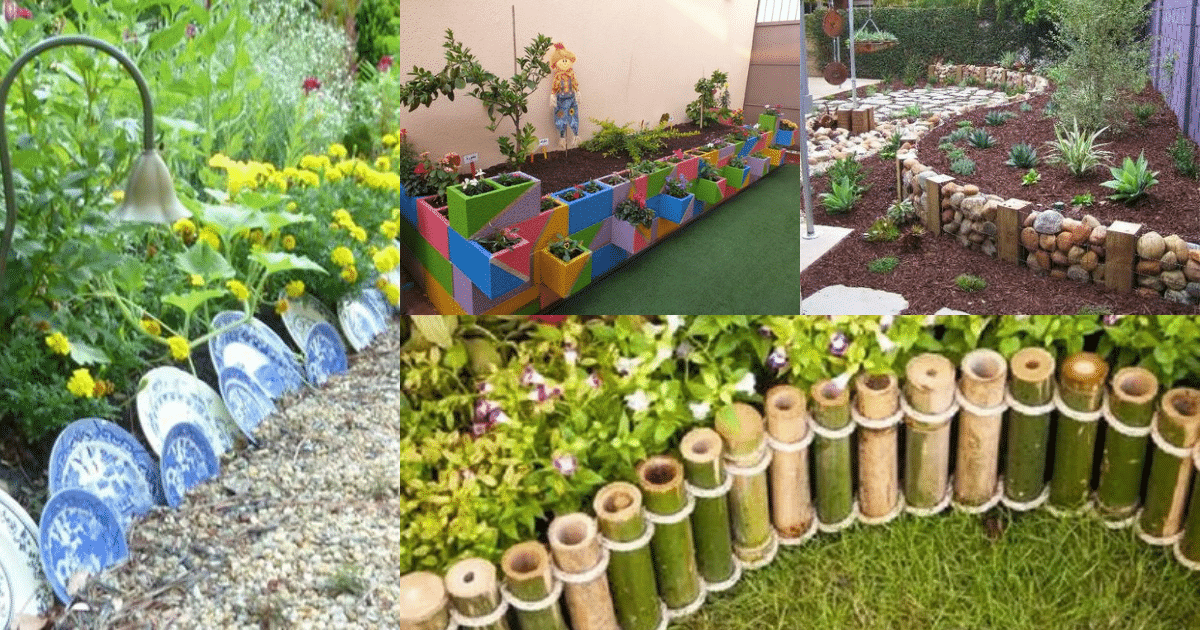 garden borders made with unusual materials