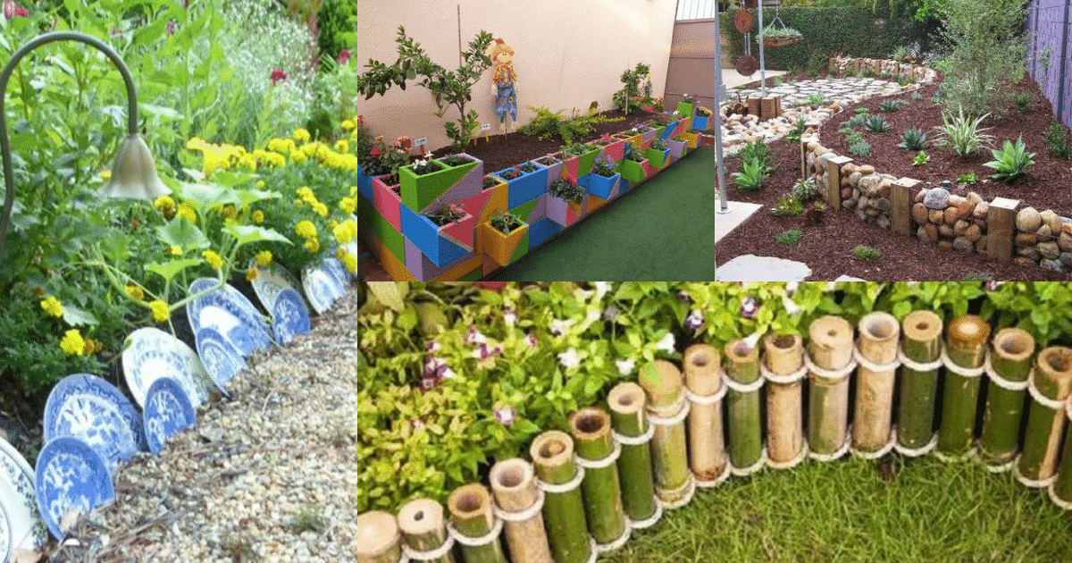 garden borders made with unusual materials