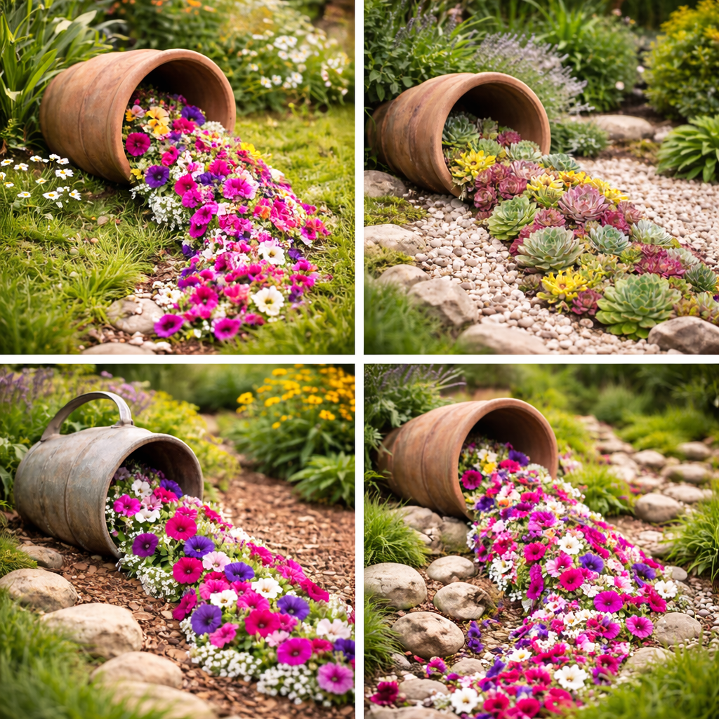 Transform Your Garden with Overturned Flower Pots Transform Your Garden with Overturned Flower Pots garden with overturned flower pots 2