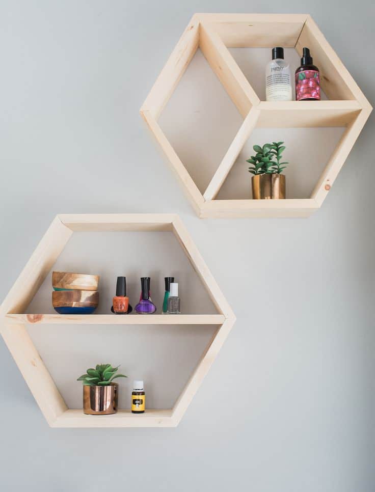 Diy Geometric Shelves That Will Add, Diy Geometric Wall Shelves