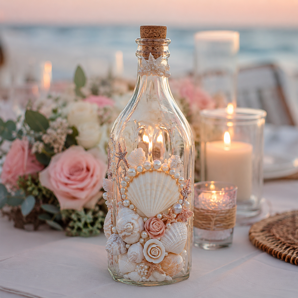 Glass Bottles Adorned with Seashells: Beautiful Coastal DIY Decor Ideas Glass Bottles Adorned with Seashells: Beautiful Coastal DIY Decor Ideas glass bottles adorned with seashells 1