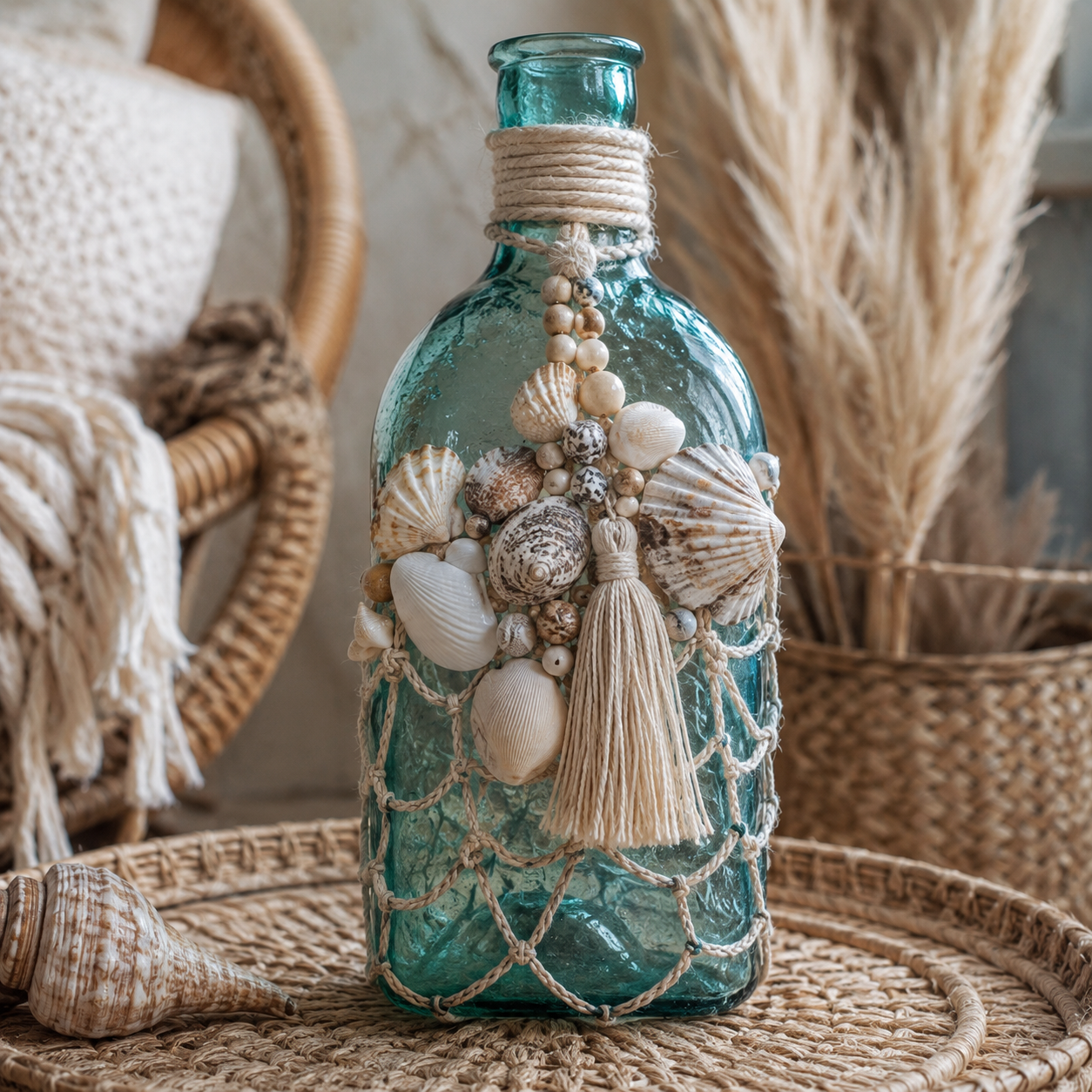 Glass Bottles Adorned with Seashells: Beautiful Coastal DIY Decor Ideas Glass Bottles Adorned with Seashells: Beautiful Coastal DIY Decor Ideas glass bottles adorned with seashells 3