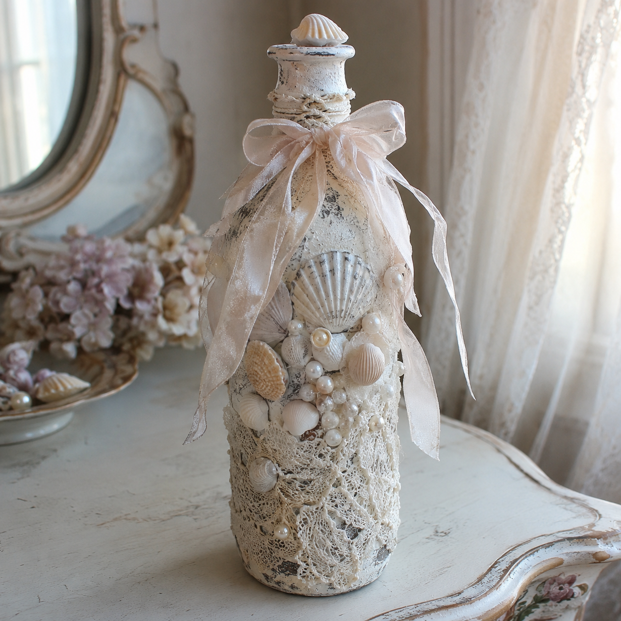 Glass Bottles Adorned with Seashells: Beautiful Coastal DIY Decor Ideas Glass Bottles Adorned with Seashells: Beautiful Coastal DIY Decor Ideas glass bottles adorned with seashells