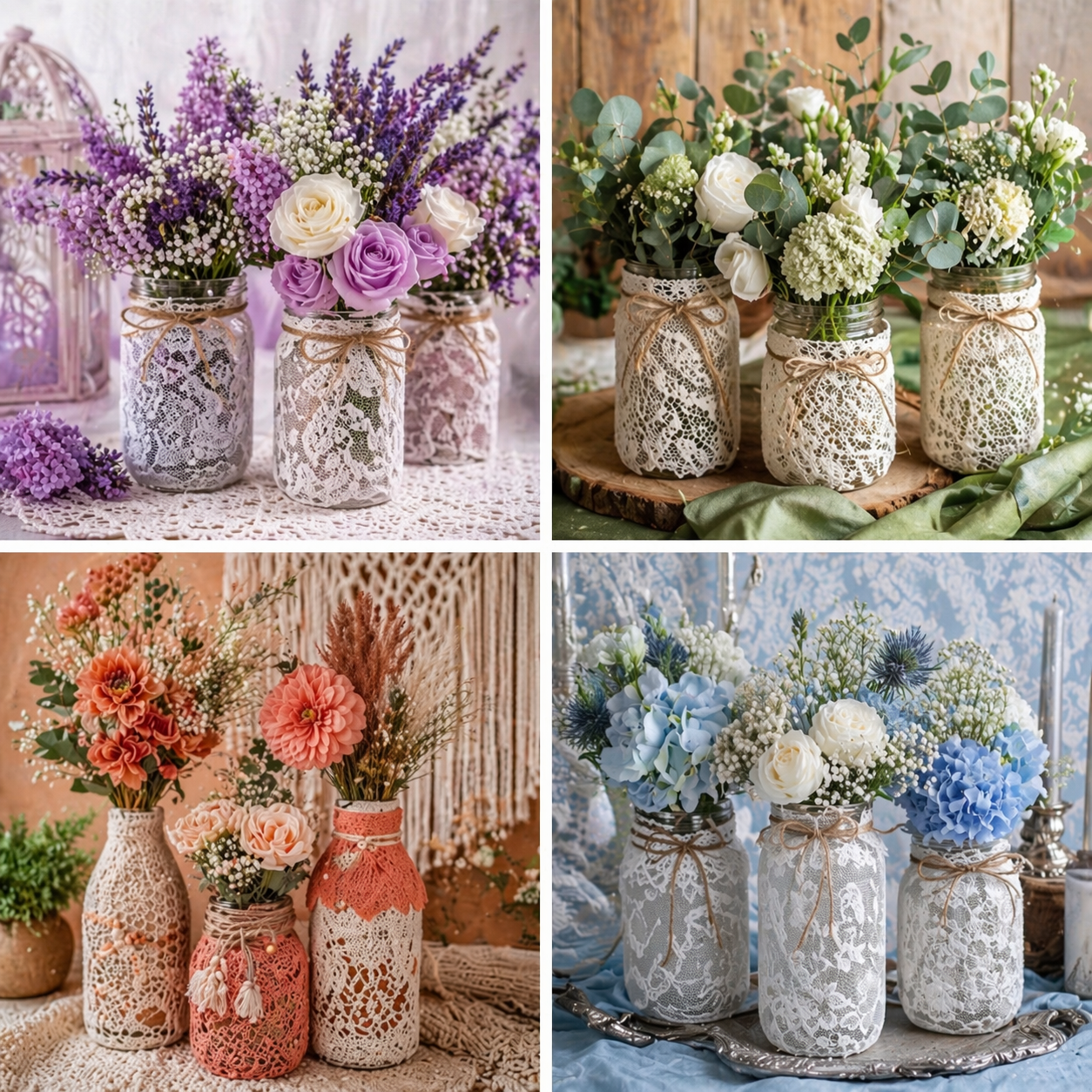 Glass Jars and Bottles Decorated with Lace for Home Decor Glass Jars and Bottles Decorated with Lace for Home Decor glass jars and bottles decorated with lace 5