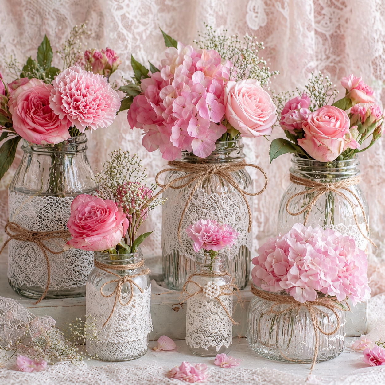 Glass Jars and Bottles Decorated with Lace for Home Decor Glass Jars and Bottles Decorated with Lace for Home Decor glass jars and bottles decorated with lace 7