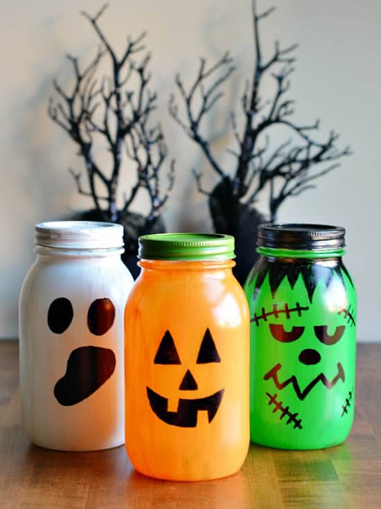 halloween decoration with bottles and jars 1