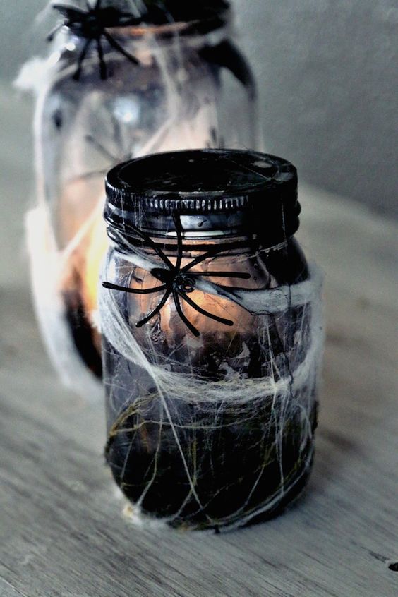 Halloween Decoration with Bottles and Jars