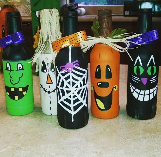 halloween decoration with bottles and jars 13