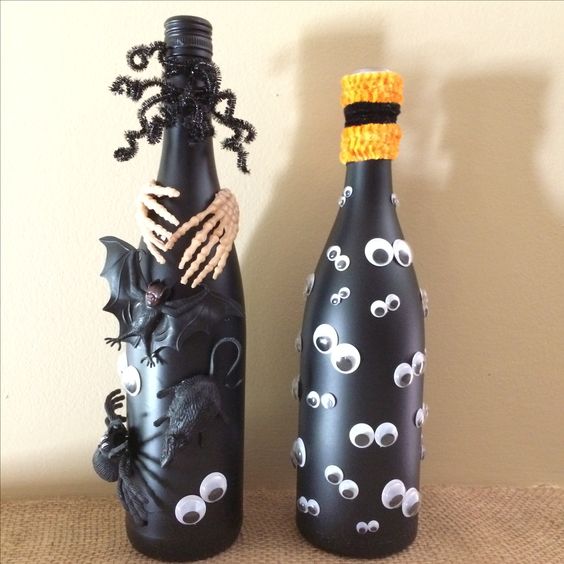 halloween decoration with bottles and jars 14