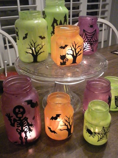 halloween decoration with bottles and jars 7