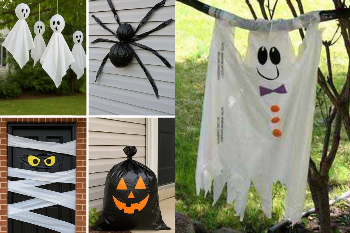 halloween decorations with trash bags
