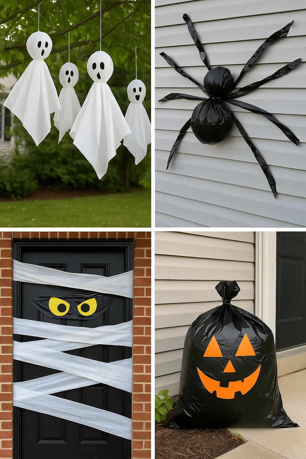 halloween decorations with trash bags