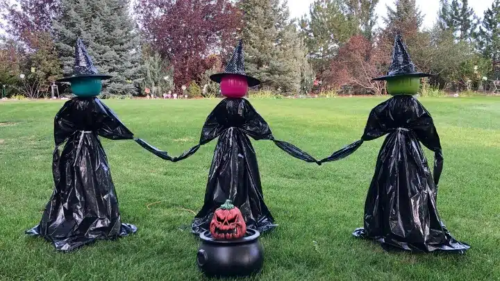 halloween decorations with trash bags