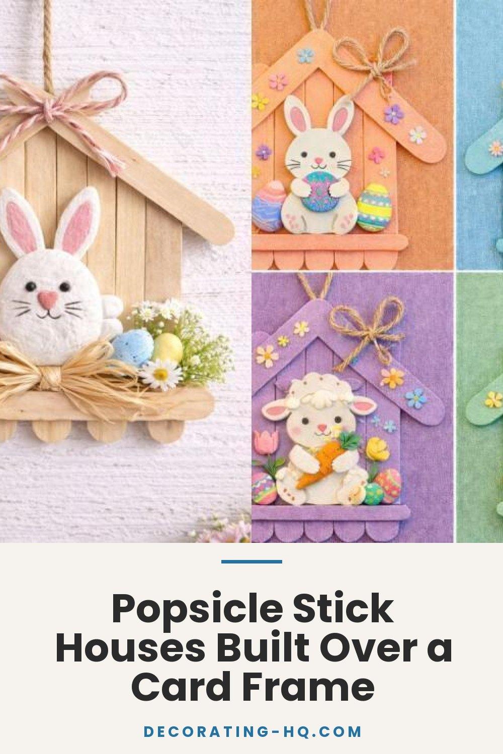 Popsicle Stick Houses Built Over a Card Frame