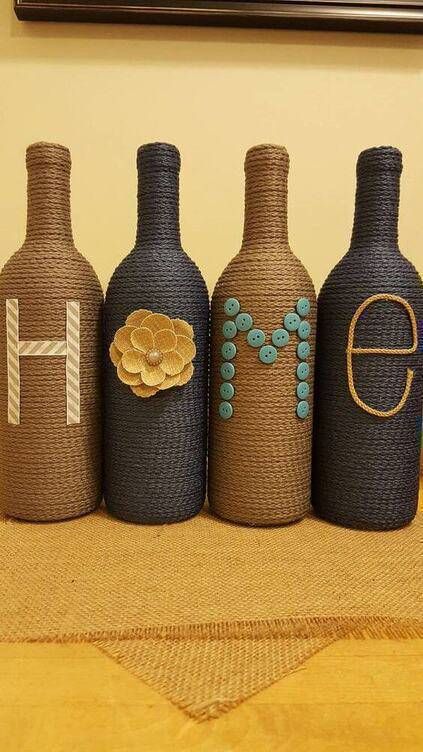 How to decorate bottles with strings