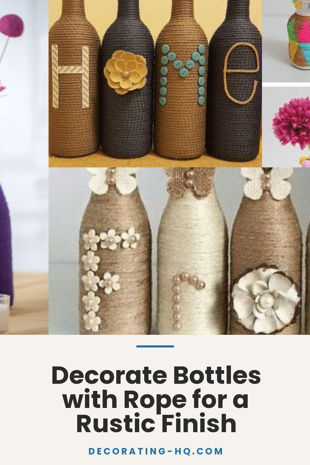 Decorate Bottles with Rope for a Rustic Finish