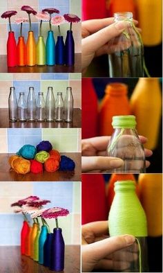 How to decorate bottles with strings