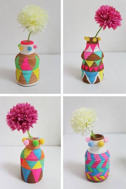 How to decorate bottles with strings