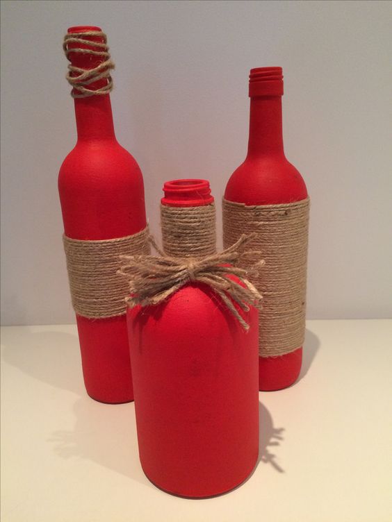 How to decorate bottles with strings