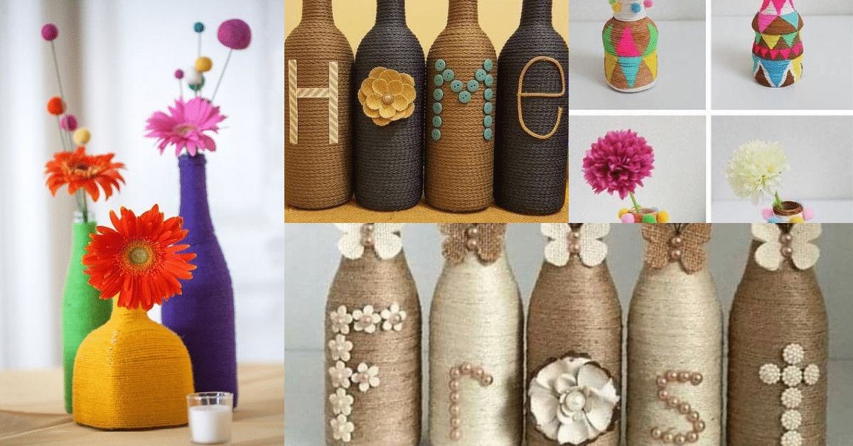 how to decorate bottles with strings