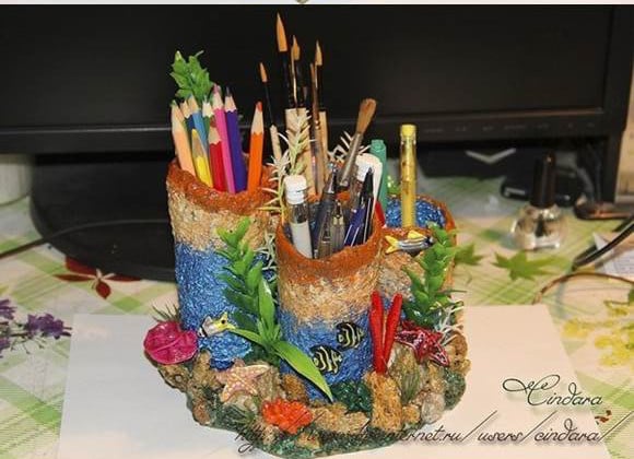 How to Make a Colorful Coral Office Organizer
