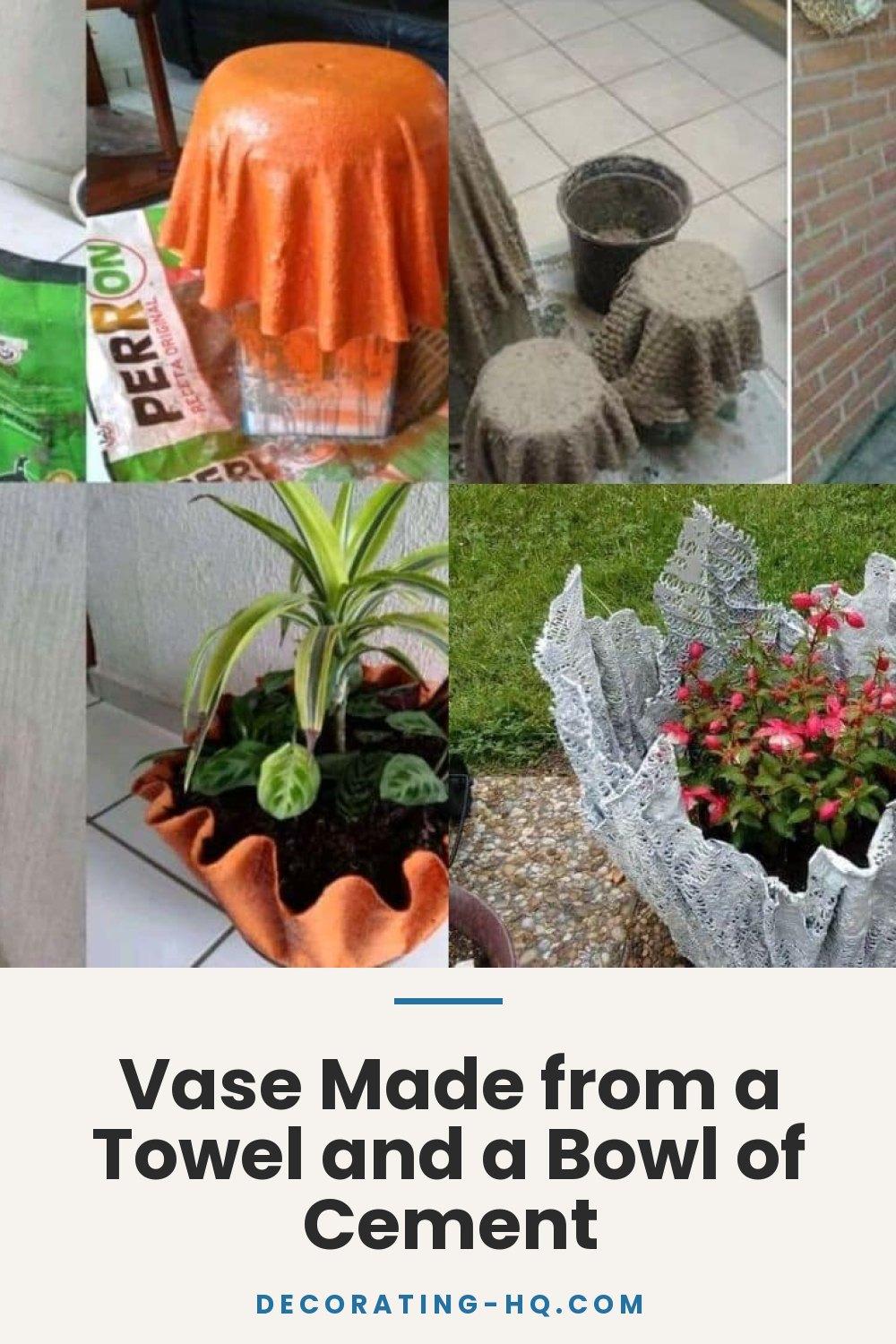 Vase Made from a Towel and a Bowl of Cement