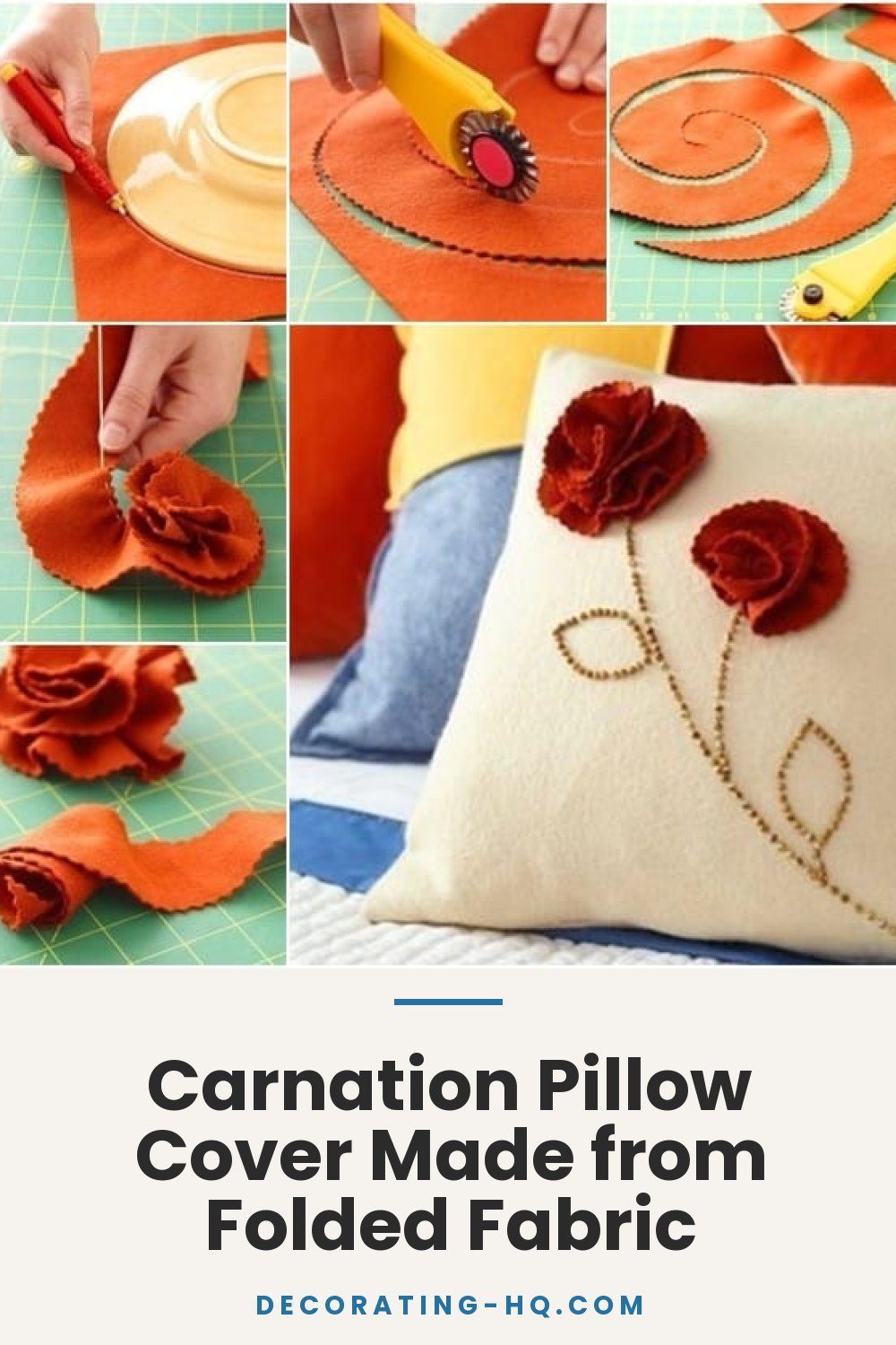 Carnation Pillow Cover Made from Folded Fabric