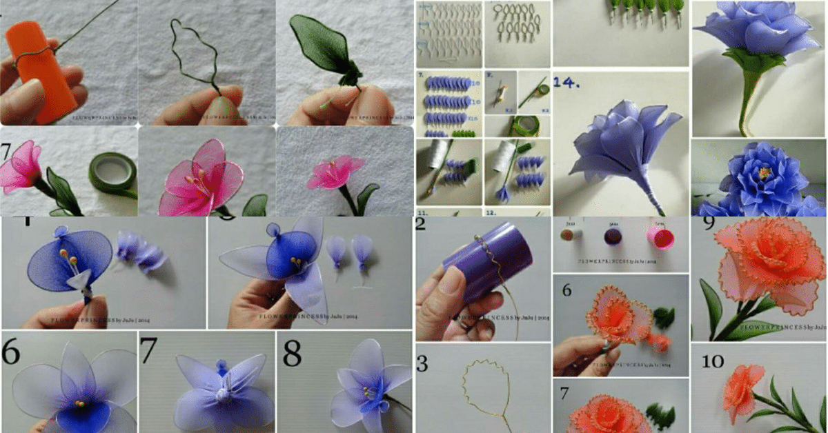 how to make flowers with nylon