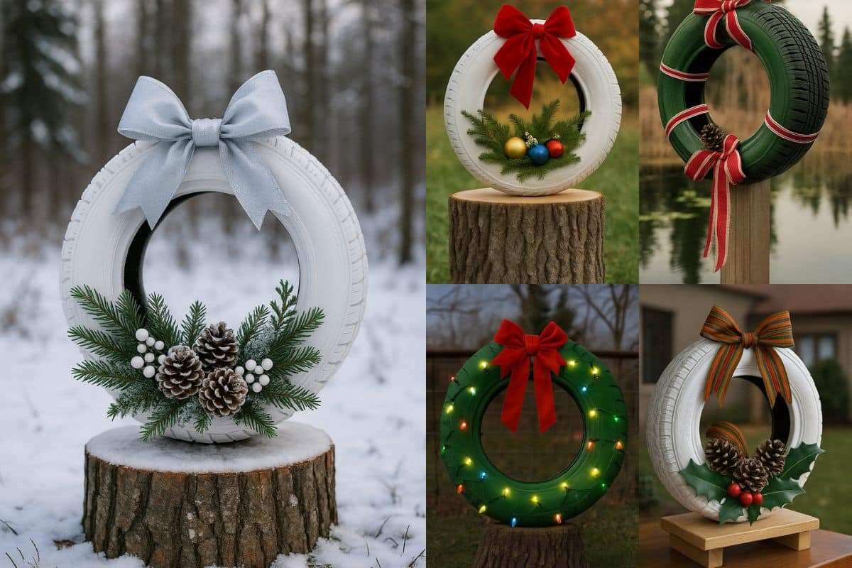 ideas for decorating tires for christmas
