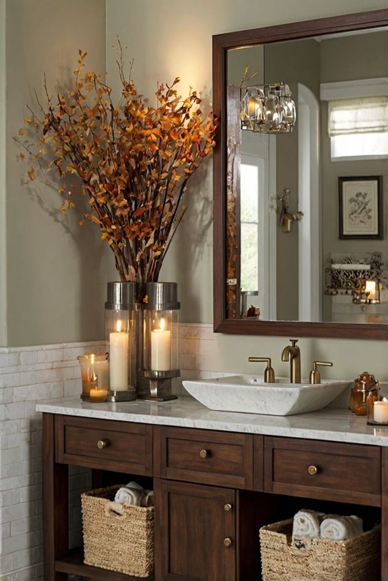 ideas for decorating your bathroom for fall 7