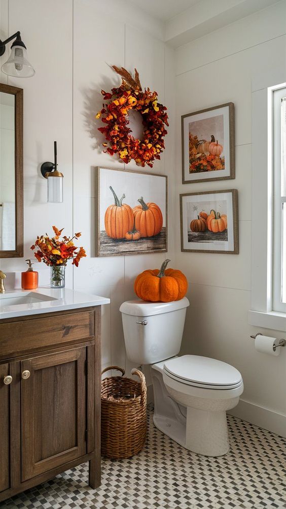 ideas for decorating your bathroom for fall