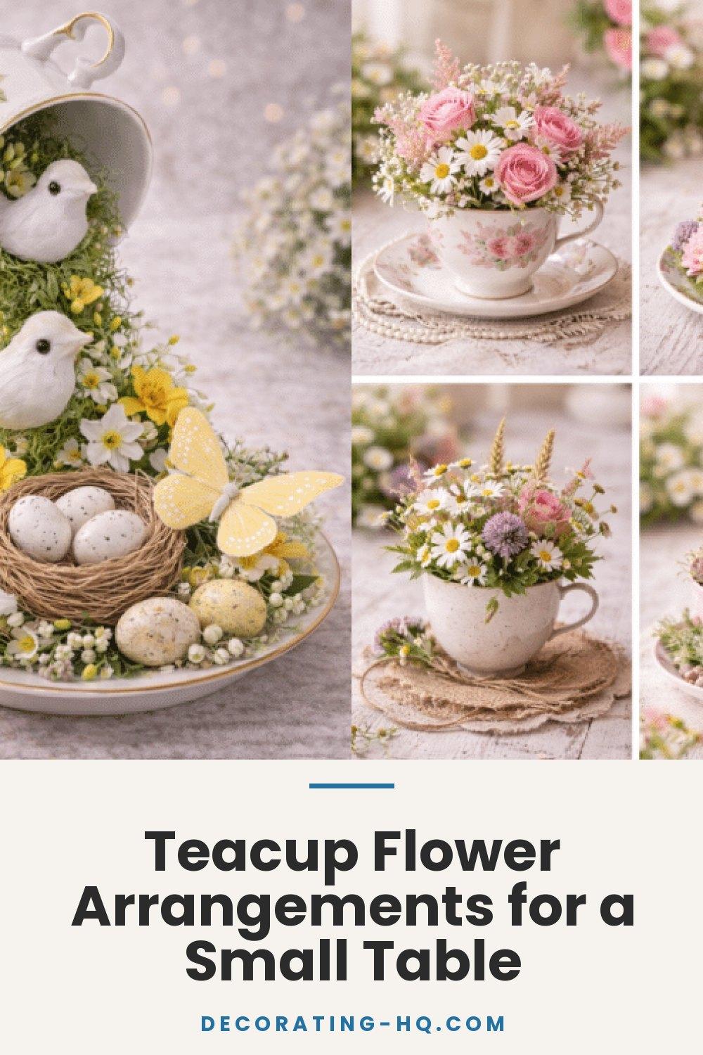 Teacup Flower Arrangements for a Small Table