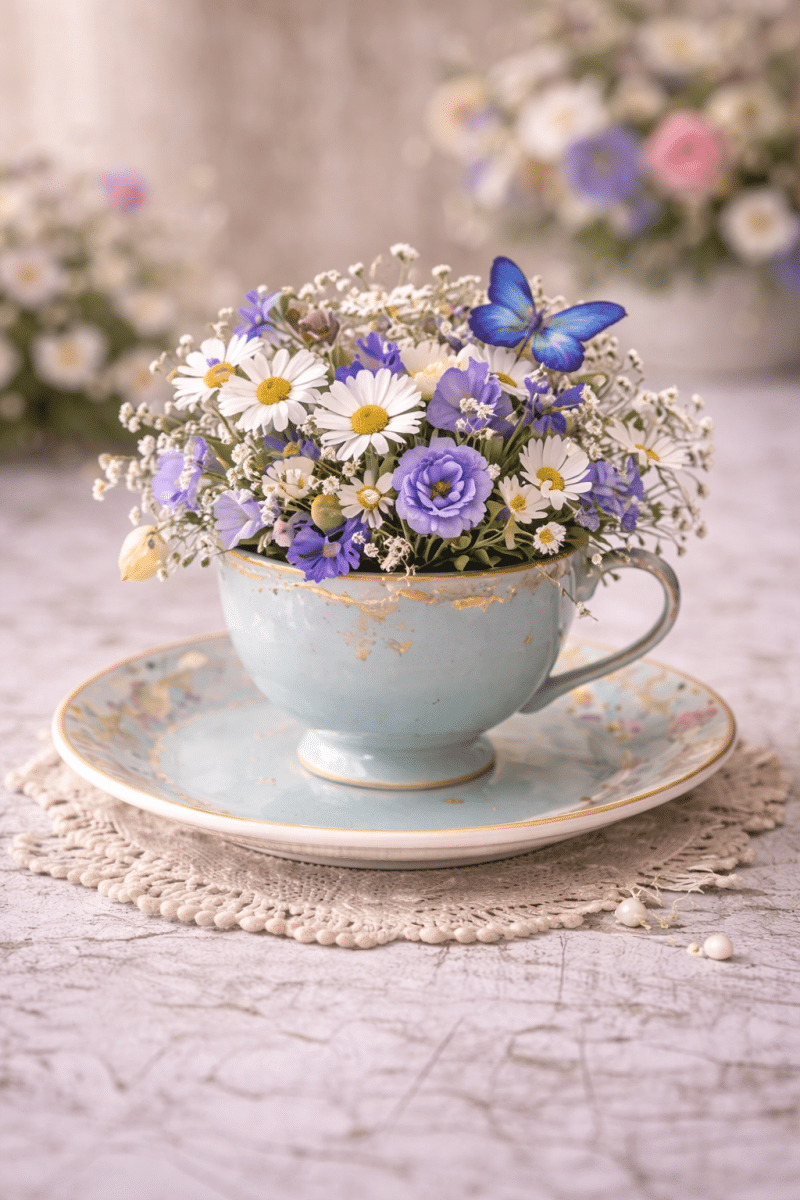 ideas for flower arrangements using teacups 8