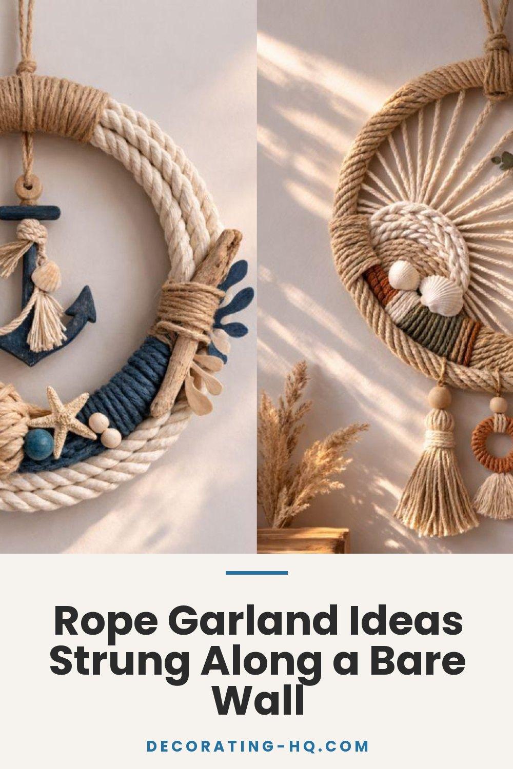 Rope Garland Ideas Strung Along a Bare Wall