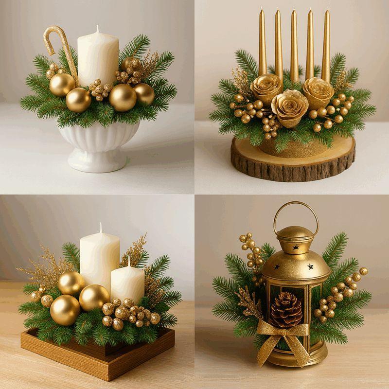 ideas for golden christmas arrangements