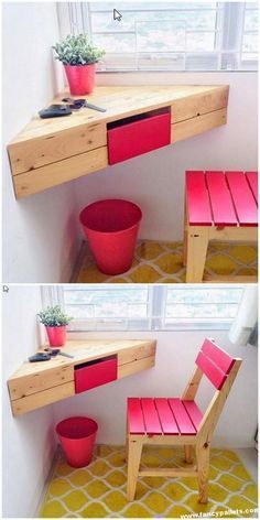 Ideas for hanging desks made from pallets