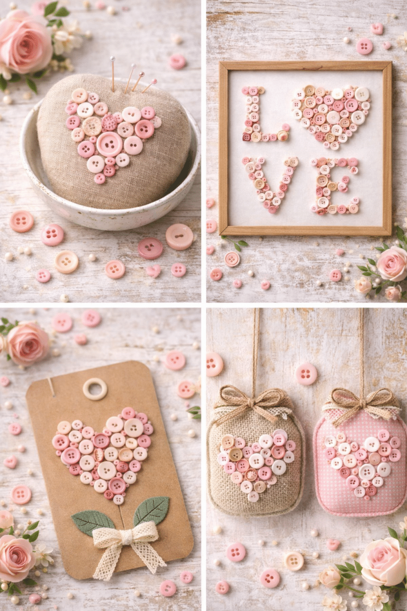 ideas for hearts made with buttons 5